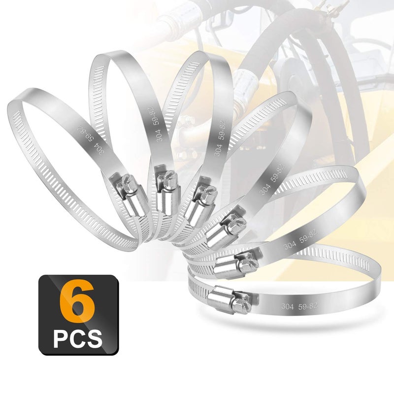 MIAHART 3 inch Hose Clamp Adjustable 304 Stainless Steel Duct Clamps 6 Pack Worm Gear Adjustable 59mm-82mm Pipe Clamp Worm Drive Clamp for Automotive Mechanical Agriculture - Image 3